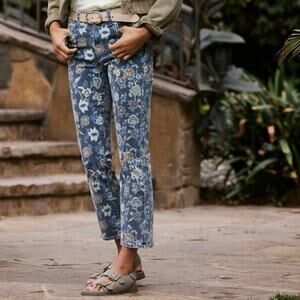 Joe’s Jeans Callie Floral Bootcut Cropped Jeans Blue Gray Size 27 NWT